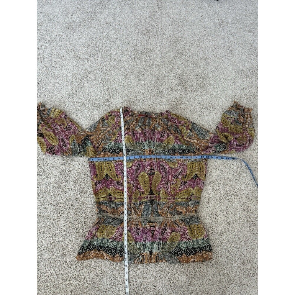 Robert Graham Womens Long Sleeve V-Neck Silk Paisley Shirt  Sz XL‎ Boho Colorful - Picture 5 of 8